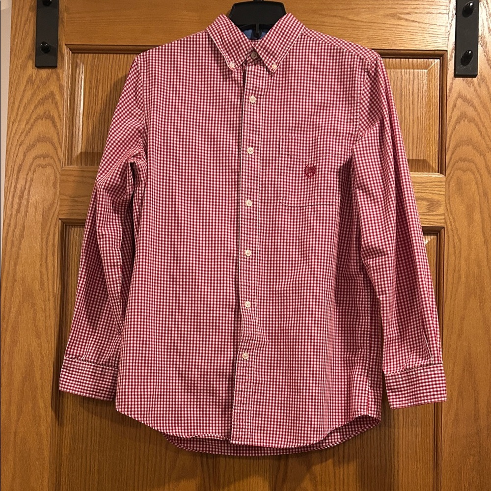 Men’s Chaps Long Sleeve Red Gingham Button Down Shirt Size Small